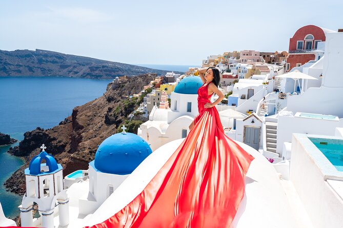 1-Hour Flying Dress Photoshoot, Instagram spots - Why Santorini flying dress photos look so good