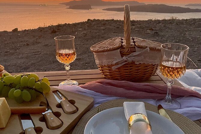Aesthesis Sunset Picnic – Caldera View Edition - What You Eat and Drink: Santorini Wine, Tasting Board, and Picnic Courses