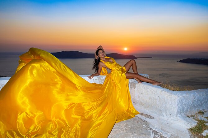 Amazing Flying Dress Photoshoot in Santorini - Private Changing Room Comfort, Then Anna Adjusts the Fit