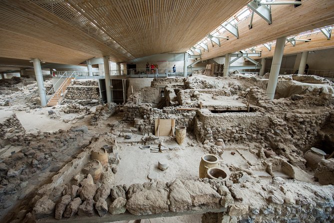 Archaeological Bus Tour To Akrotiri Excavations & Red Beach - Perivolos and Perissa Black Sand Swimming, The Best Payoff for the Ride