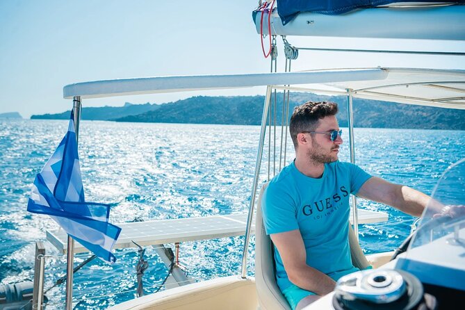Best of Santorini Private Half-Day Catamaran Cruise with transfer and meal - Palea Kameni and Nea Kameni: sulfur-hot springs in the middle of the caldera