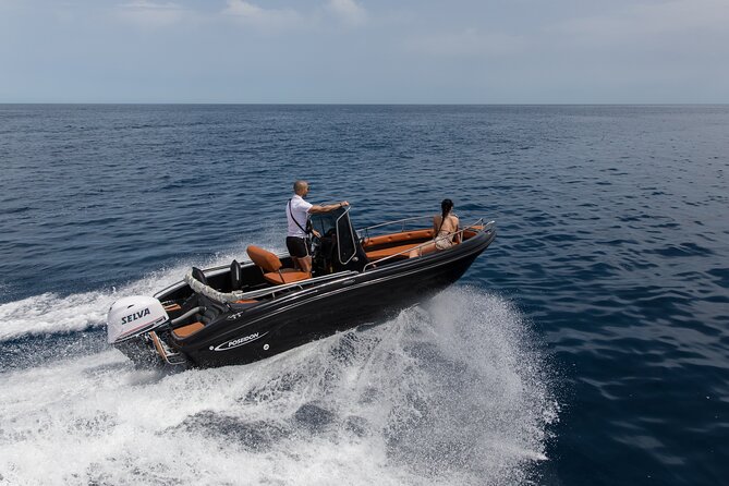 Boat Rental in Santorini License Free - The Santorini Blue Waves setup: safety, gear, and comfort on board