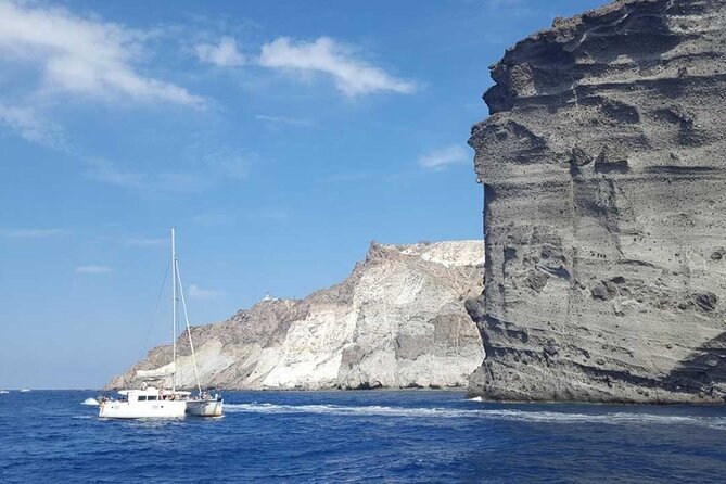 BYPASS CABLE CAR: Santorini Catamaran Tour for Cruise Passengers - Included BBQ, wine, and what to budget for extra drinks