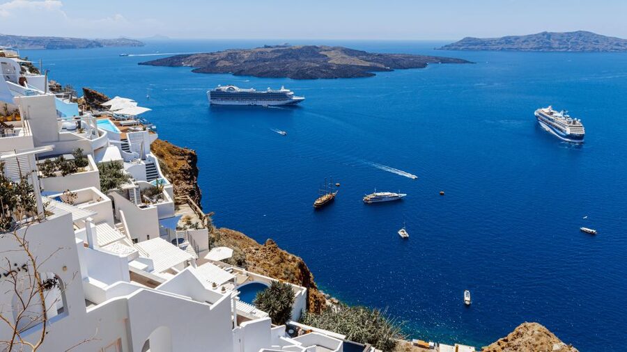 Crete: Santorini 1 Day Cruise - Fira in the Morning Light, Blue Domes and Easy Street Time