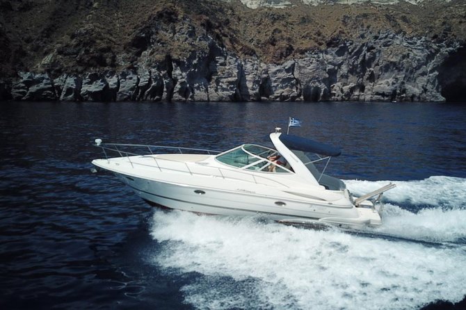 Explore Santorini’s volcano with Alex Private Boat Rental - Lunch on board with local wine and real food timing