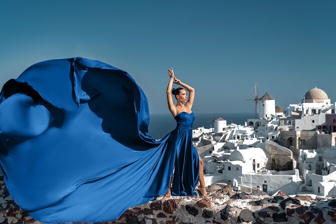 Flying Dress Photo © Photoshoot in Santorini: Express Package - Your dress choice: catalog gowns, sizes up to US 22, and a dress that moves