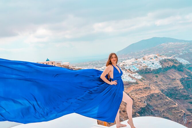 Flying Dress Photoshoot Experience in Santorini with pick up - Photos the Same Day, Plus Your 30-Photo Editing Pick
