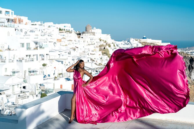 Flying Dress © Photoshoot in Santorini: Mr. President Package - Hair and makeup in Santorini: feeling comfortable on camera
