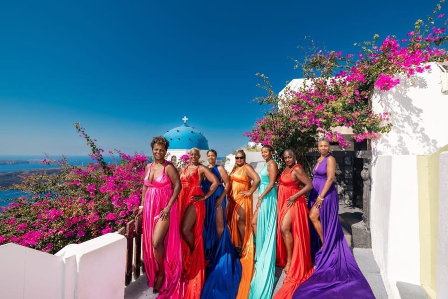 Flying dress Photoshoot in Santorini with Hotel Pickup - The Fira Photo Stop: A Second Scene, Plus Sunset Considerations