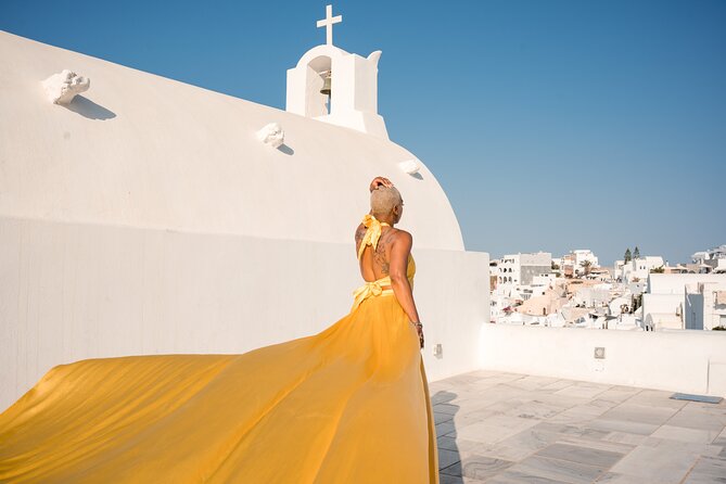 Flying Dress Private Photoshoot Santorini - The dress color choice, and how to keep it stress-free