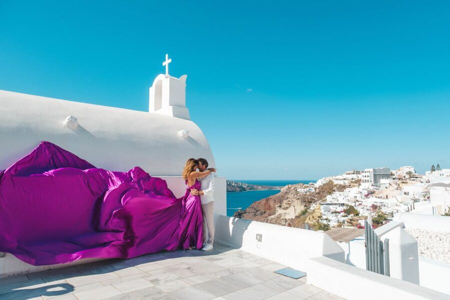 Flying Dress Santorini Photoshoot - Timing and Comfort: How to Not Hate the Hour