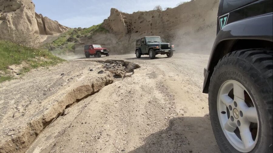 From Fira: Santorini Wrangler Jeep Convoy Tour & Villages - Pyrgos village to Megalochori: the early panoramic warm-up