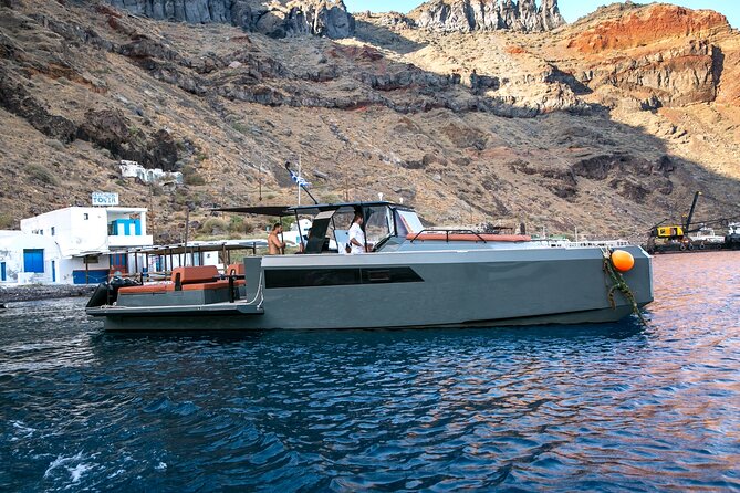 Luxury Private Power Catamaran Tour in Santorini - Armeni Bay, Eftapedes, and the caves: the in-between magic