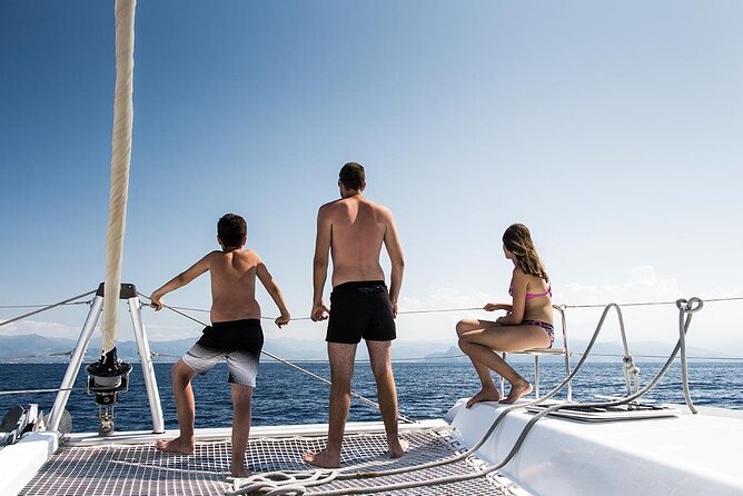 Luxury Santorini Catamaran Cruise: Lunch, BBQ, Drinks, Transfers - Thirasia island time plus onboard lunch with seaviews
