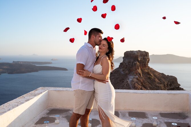Magical Proposal Photoshoot In Santorini - Skaros Rock: the sunset spot built for a dramatic yes