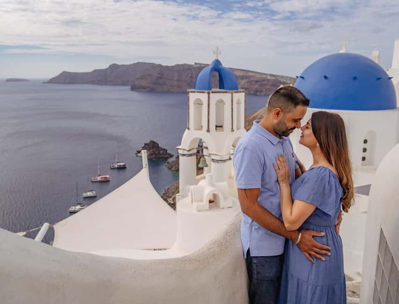 Oia: Couple Photoshoot Seprate Entrance to Blue Dome - Price and Value: $176 for Up to 3 People