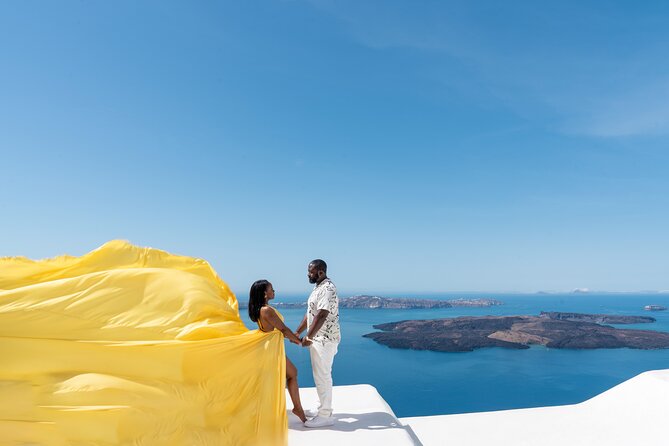 Premium Flying Dress Photoshoot Santorini with Pick up&Drop off - The Flying Dress Flow (What Happens During the 90 Minutes)