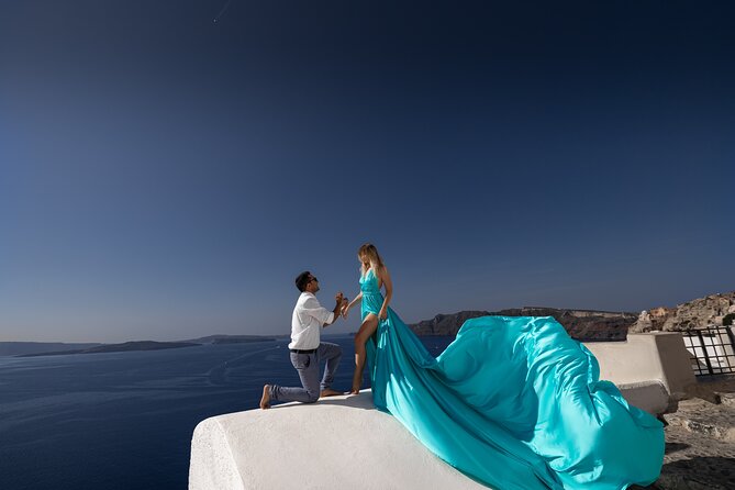Private Flying Dress Photoshoot in Santorini – Blue Domes View - Price and Value: What $480.61 Covers for Two