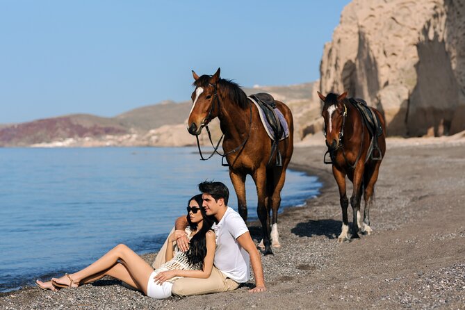 Private Horse Riding Experience in Santorini - Eros Beach (black sand) and the moment you ride toward the sea