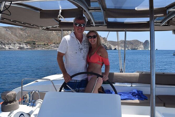 Private Luxury Santorini Catamaran Cruise with Port Pickup - Swimming time, snorkel gear, and the hot springs comfort factor