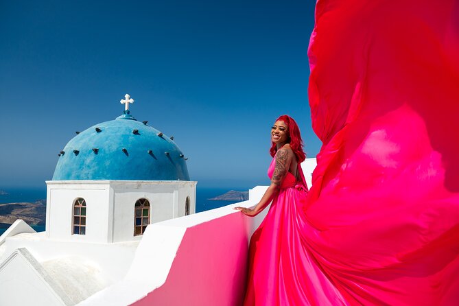 Professional Flying Dress Photoshoot In Santorini - Picking Your Flying Dress: XS to 5XL With Anastasia’s Help