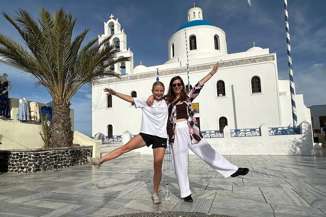 Quality Family Time in Santorini: Beach and Sightseeing - Perivolos black sand swim time, food nearby, and a real beach break