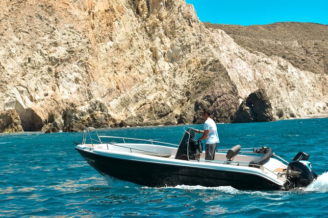 Rent a Boat with 30/50hp Engine in Santorini without a License - Logistics that make the day smoother: mobile ticket, Vlichada meeting point, and private group