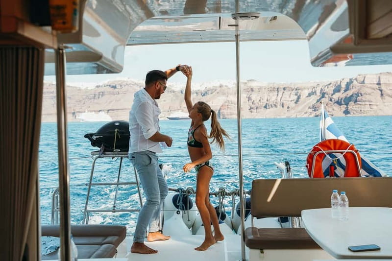 Santorini: All-Inclusive Private Catamaran Experience - Swimming and snorkeling at Palea Kameni and the Volcano zone