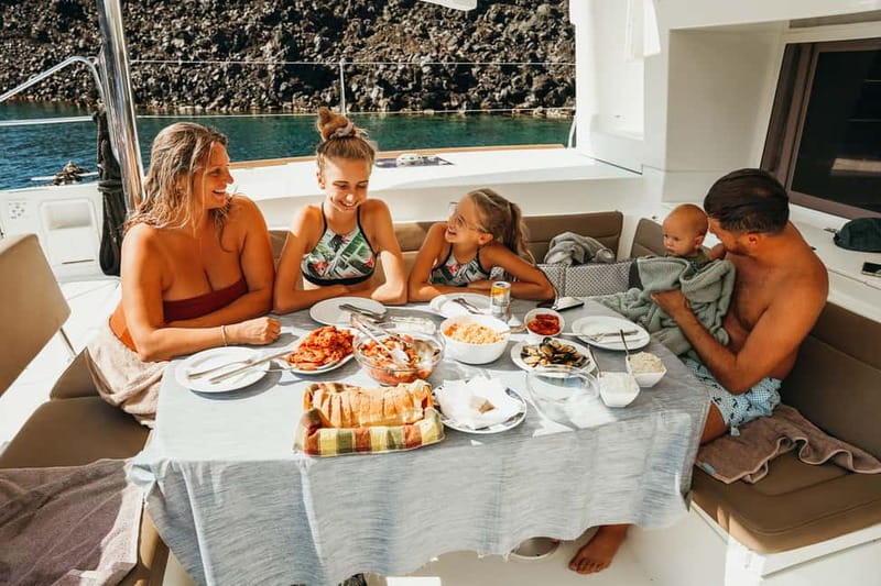 Santorini: All-Inclusive Private Catamaran Experience - Day trip versus sunset cruise: timing is everything