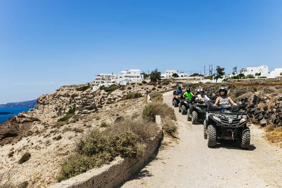 Santorini: ATV Quad Bike Tour with Lunch and Pickup - Lunch With Local Products: Ouzo-Raki, Wine, and a Proper End to the Tour