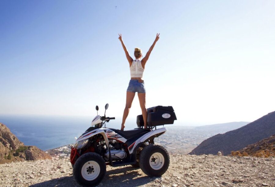 Santorini: ATV-Quad Experience Tour + Transportation - Emporio and the Venetian Castle area, where the streets get narrow