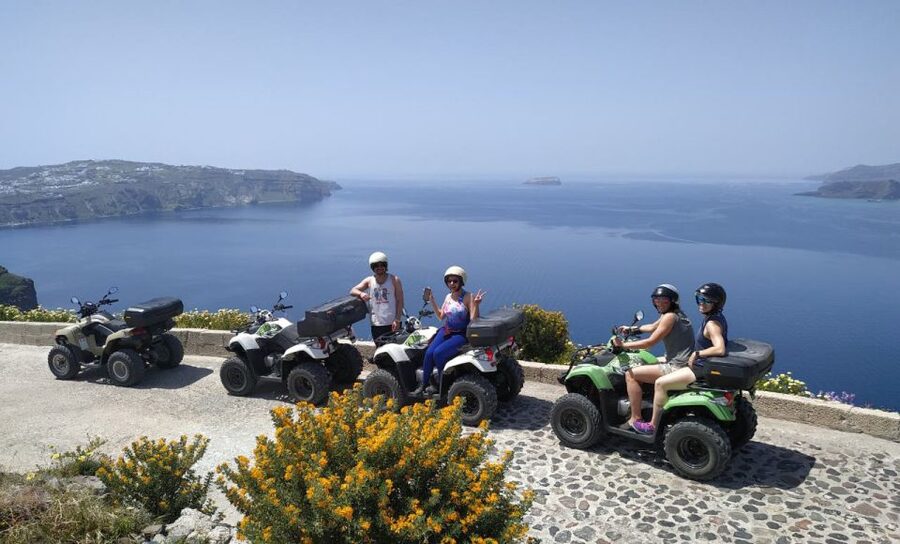 Santorini: ATV-Quad Experience Tour + Transportation - Windmills, vineyards, and Megalochori’s traditional feel