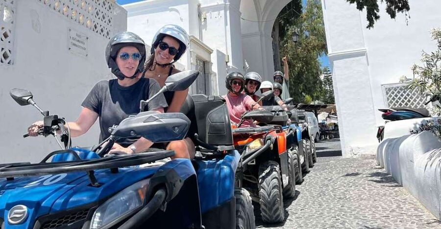 Santorini: ATV-Quad Experience Tour + Transportation - Starting from Perissa’s black beach and getting your bearings fast
