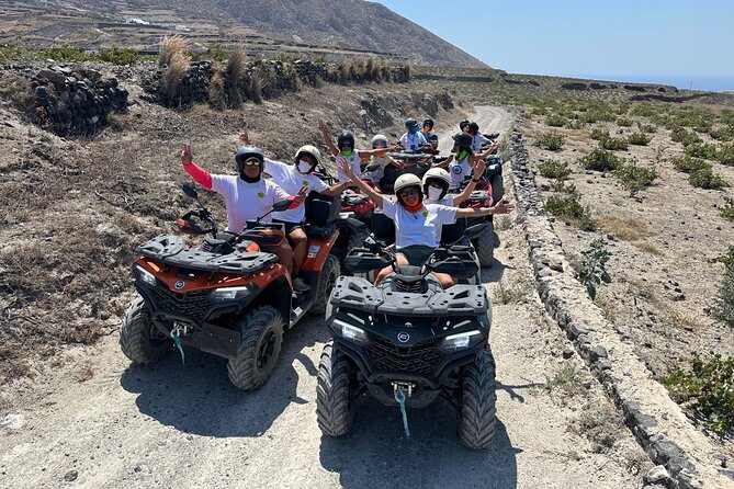 Santorini ATV-Quad Off-road Experience Tour with Transportation - Pyrgos Kallistis and the 4WD fun: pumice valleys and a panoramic pause