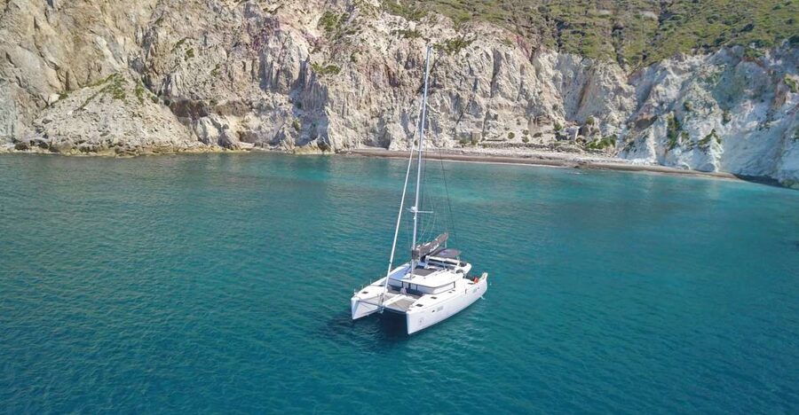 Santorini: Caldera Luxury Catamaran Cruise w/ Meal & Drinks - Nea Kameni volcanic waters: the caldera’s special moment