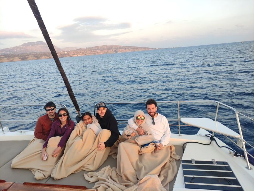 Santorini Caldera: Panorama Winter Cruise - Black Mountain, Akrotiri lighthouse, and the Caldera’s south-side views