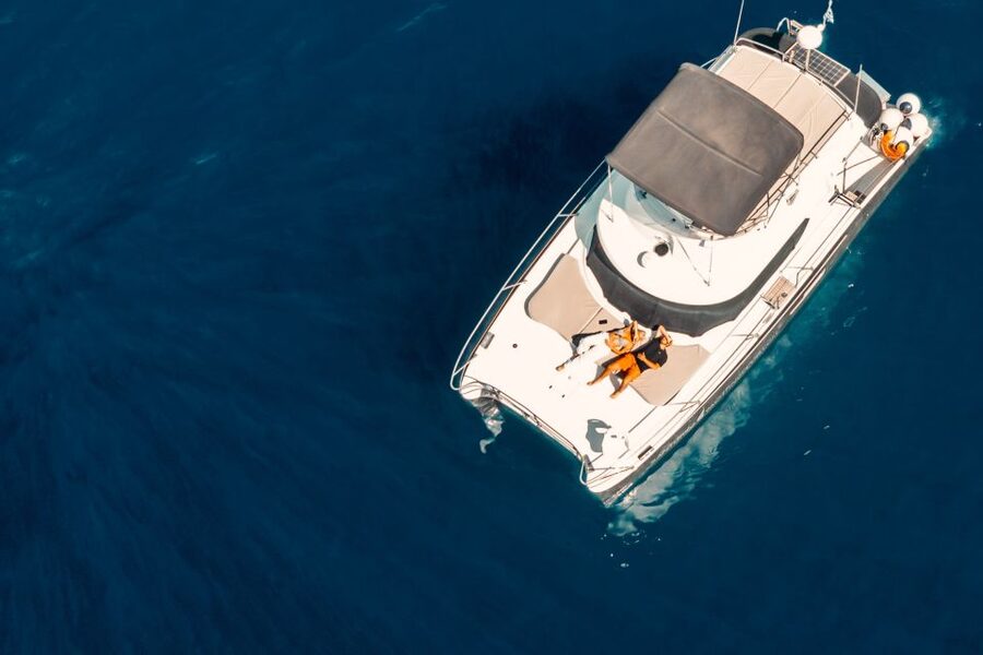 Santorini: Caldera Private Power Catamaran Cruise - The volcano and hot springs swim stop, minus the gimmicks