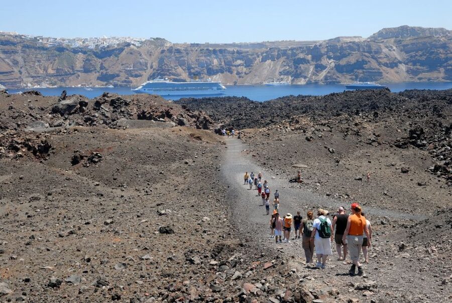 Santorini Caldera: Sunset Cruise with Dinner - Thirasia island and Manola: a calmer Santorini side with spiral staircases