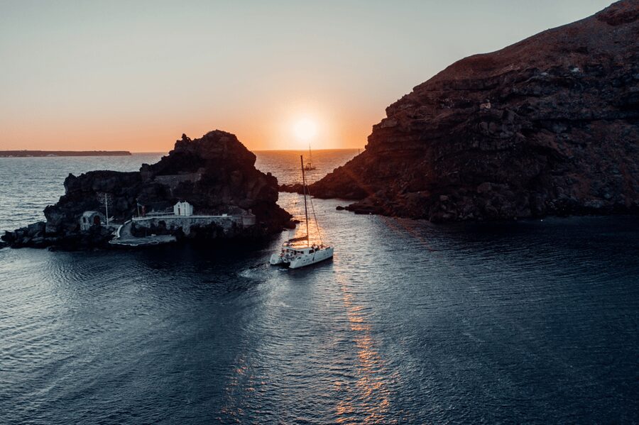 Santorini: Catamaran Caldera Cruise with Meal and Drinks - Mesa Pigadia, White Beach, and Red Beach: swim and snorkel time without the hike