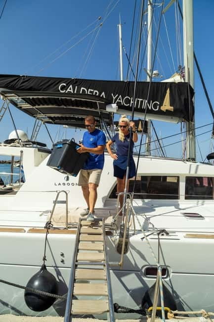 Santorini: Catamaran Cruise with Fresh Meal & Open Bar - From pickup to Vlychada, a half-day that stays smooth