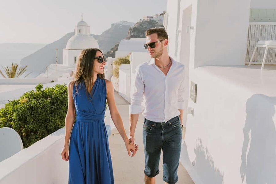 Santorini: Couple Family Photoshoot with Pickup - Oia or Imerovigli: the choice that shapes every frame