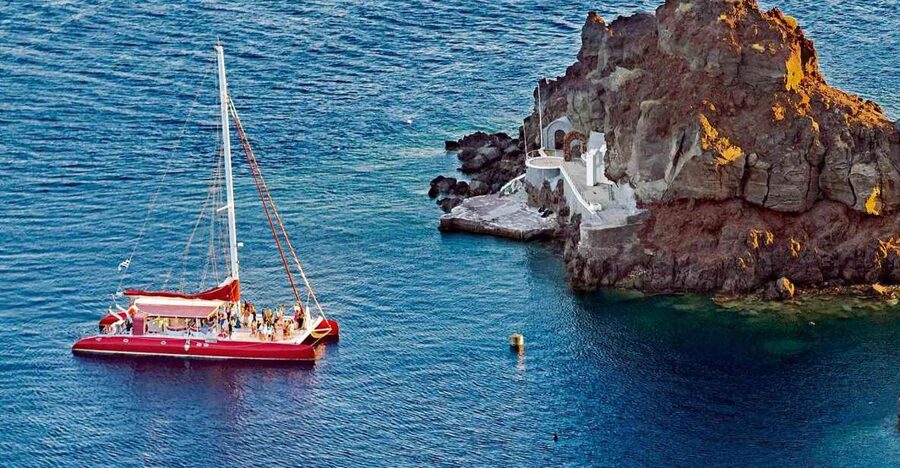 Santorini: Cruise Catamaran with BBQ & Drinks Day or Sunset - Getting Started in Thera With Round-Trip Transfers
