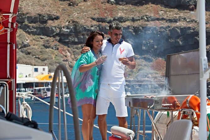 Santorini Cruise on Catamaran with BBQ & Open Bar - Stop 3: White Beach, Plus Lunch That Actually Feels Like Part of the Day
