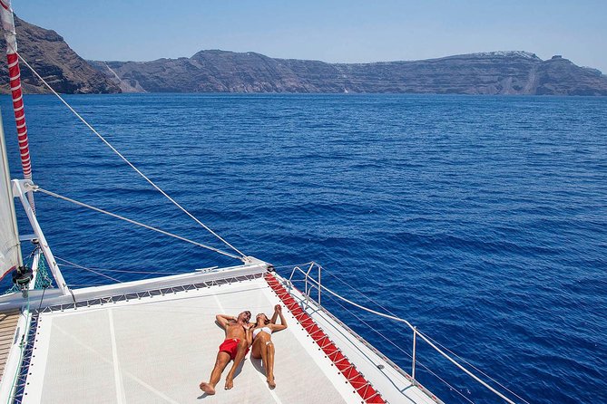 Santorini Cruise on Catamaran with BBQ & Open Bar - The Boat Setup: Shade When You Want It, Sun When You Don’t