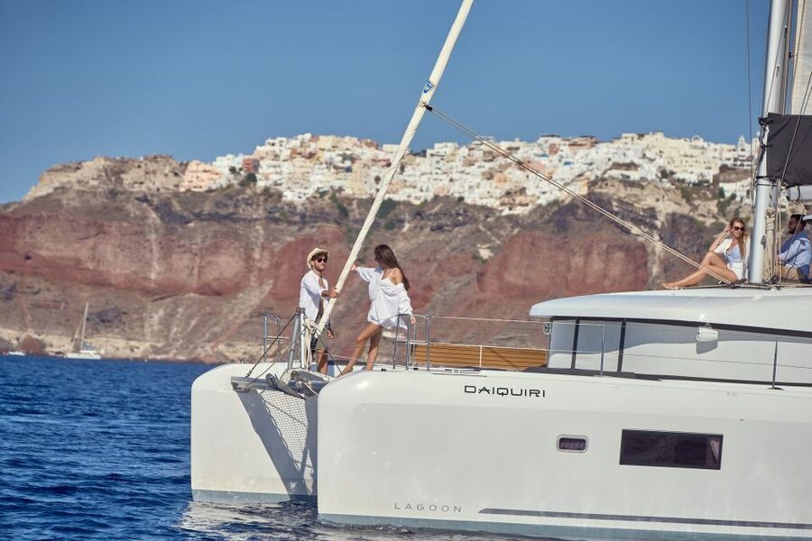 Santorini: Day Luxury Catamaran Cruise with Meal & Drinks - Why Thirassia is the perfect first swim stop