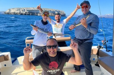 Santorini Fishing Private Cruise boat tour – BBQ, Snorkeling