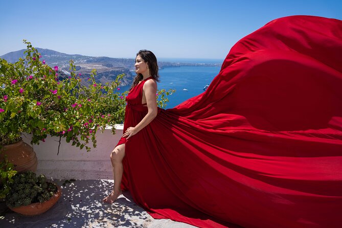 Santorini Flying Dress Experience - Stop 1 in Imerovigli: cliff views, churches, and dress-in-the-wind magic
