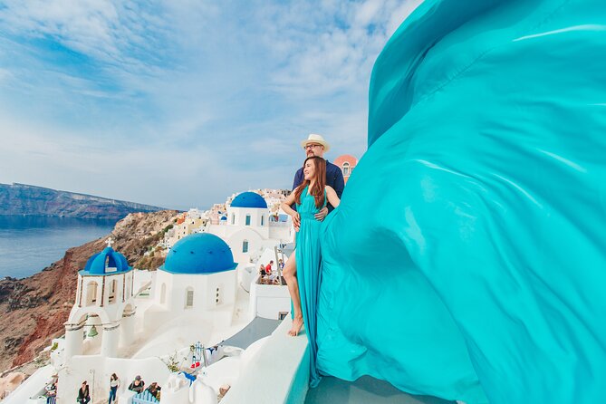 Santorini flying dress photo - The Photographer Factor: Pose Direction and Comfortable Vibes