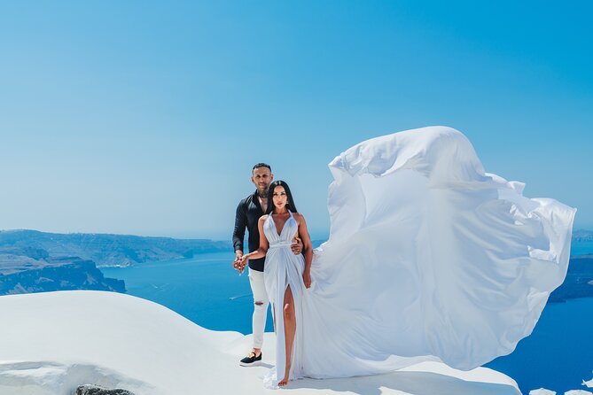 Santorini flying dress photo - Location Planning Tips That Actually Help