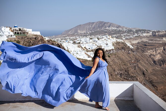 Santorini Flying Dress Photo Session Experience - The Spot Variety You Can Expect (Caldera, Blue Domes, Volcano)